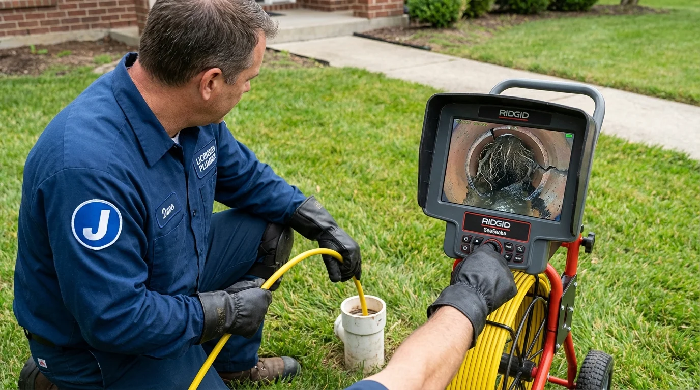 Sewer camera inspection being performed by Johns Plumbing LLC in Alderson