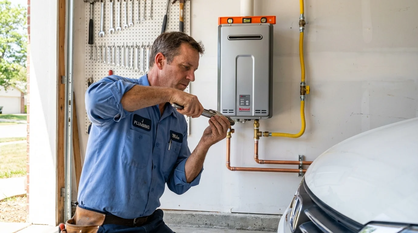 Tankless water heater installation by a Johns Plumbing LLC plumber in Alderson